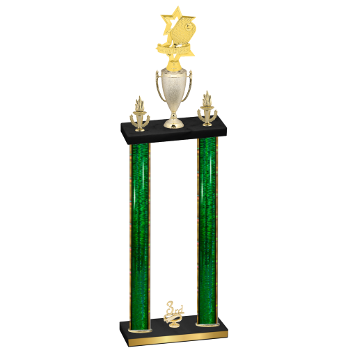 Double Green Glacier Third Place Pickleball Trophy