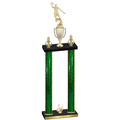 Double Green Glacier Third Place Basketball Trophy