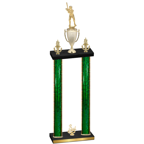 Double Green Glacier Third Place Baseball Trophy