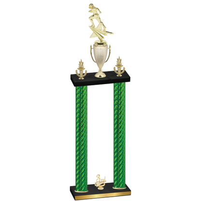 Double Green Carbon Fiber Third Place Football Trophy