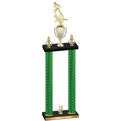 Double Green Carbon Fiber Year Football Trophy