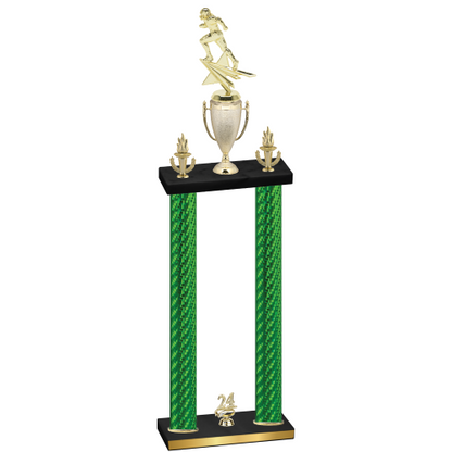 Double Green Carbon Fiber Year Football Trophy