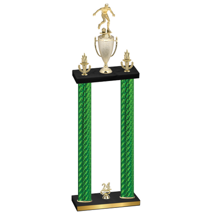 Double Green Carbon Fiber Year Soccer Trophy