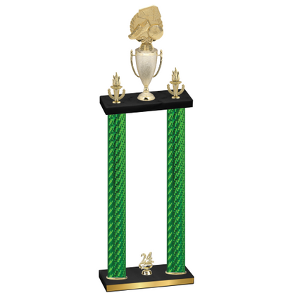 Double Green Carbon Fiber Year Soccer Trophy