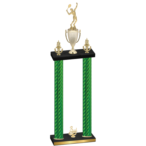 Double Green Carbon Fiber Third Place Tennis Trophy