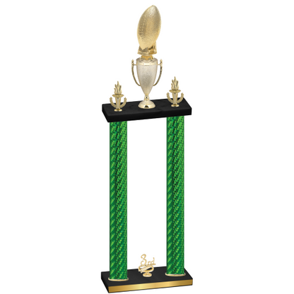 Double Green Carbon Fiber Third Place Football Trophy