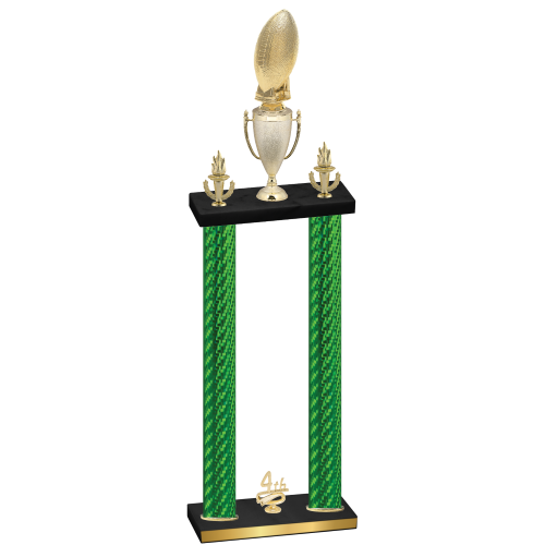 Double Green Carbon Fiber Fourth Place Football Trophy