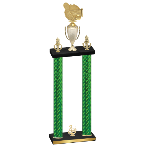 Double Green Carbon Fiber Third Place Tennis Trophy