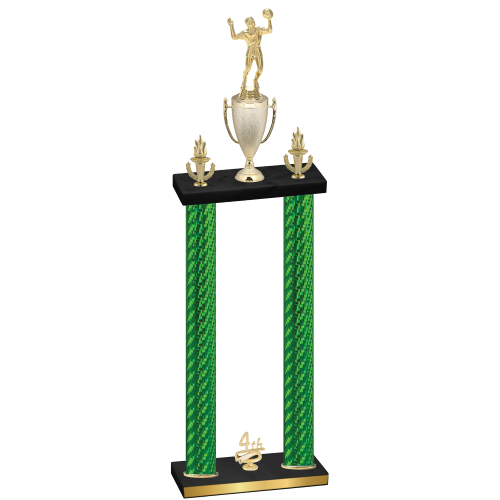 Double Green Carbon Fiber Fourth Place Volleyball Trophy