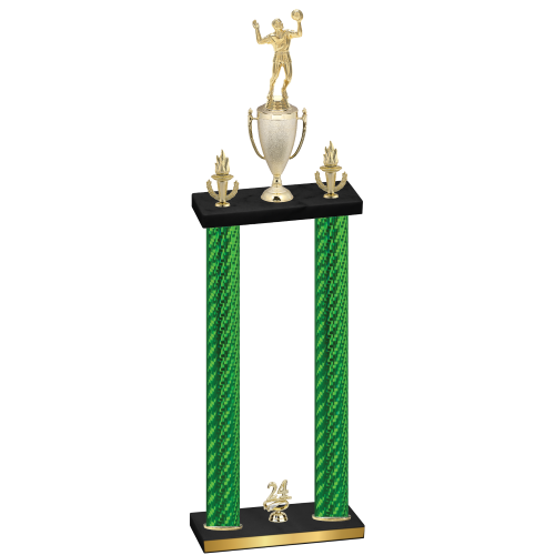 Double Green Carbon Fiber Year Volleyball Trophy