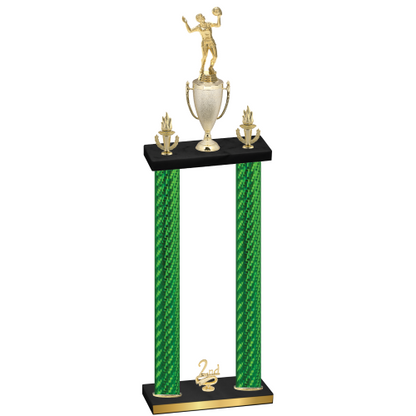 Double Green Carbon Fiber Second Place Volleyball Trophy