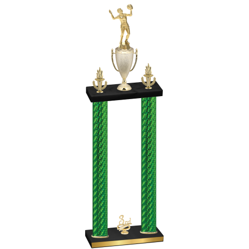 Double Green Carbon Fiber Third Place Volleyball Trophy