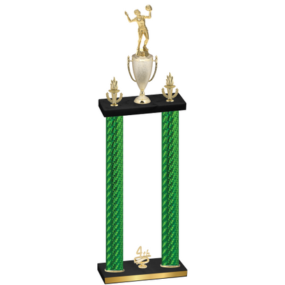 Double Green Carbon Fiber Fourth Place Volleyball Trophy