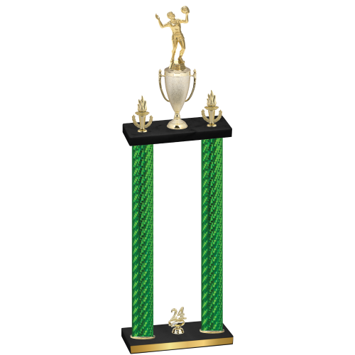 Double Green Carbon Fiber Year Volleyball Trophy