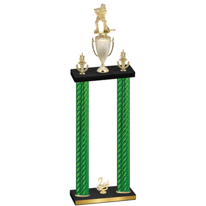 Double Green Carbon Fiber Second Place Hockey Trophy