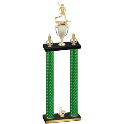 Double Green Carbon Fiber Third Place Lacrosse Trophy
