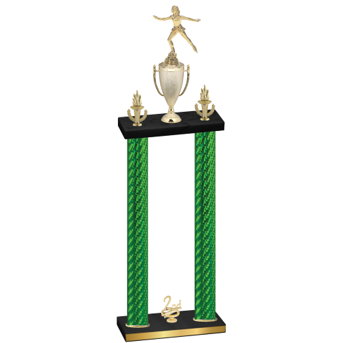 Double Green Carbon Fiber Second Place Skater Trophy