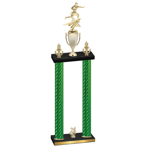 Double Green Carbon Fiber Year Flag Football Trophy