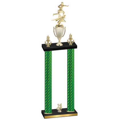 Double Green Carbon Fiber Year Flag Football Trophy