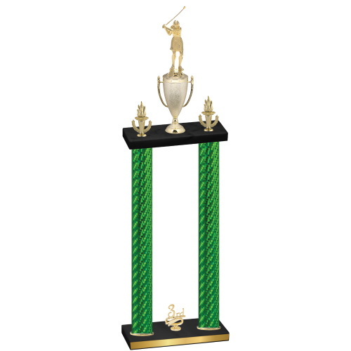 Double Green Carbon Fiber Third Place Golf Trophy