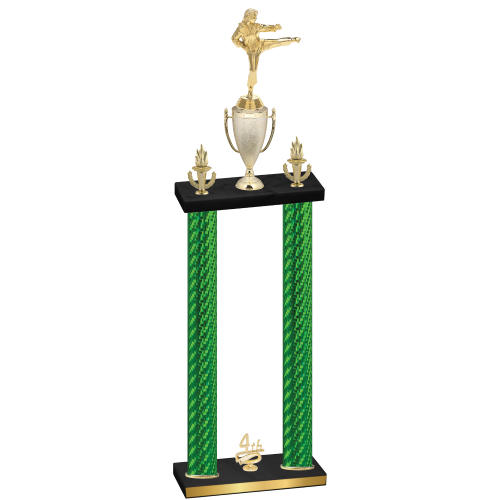 Double Green Carbon Fiber Fourth Place Karate Trophy