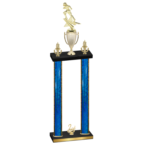 Double Blue Glacier Second Place Football Trophy