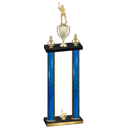 Double Blue Glacier Third Place Baseball Trophy