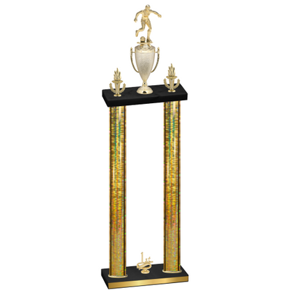 Double Gold Glacier First Place Soccer Trophy