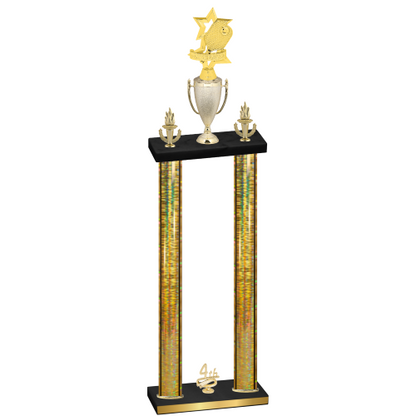 Double Gold Glacier Fourth Place Pickleball Trophy