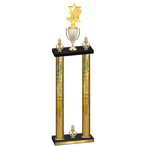 Double Gold Glacier Victory Pickleball Trophy