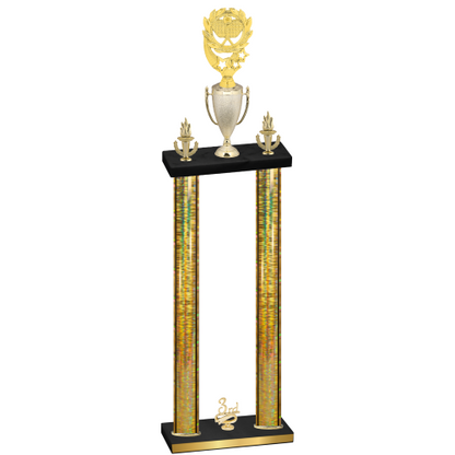 Double Gold Glacier Third Place Pickleball Trophy