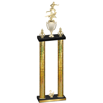 Double Gold Glacier Second Place Flag Football Trophy