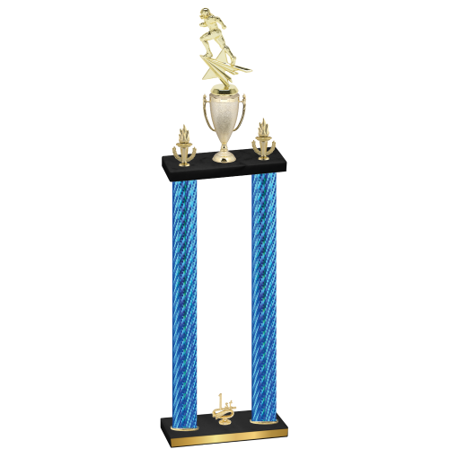 Double Blue Carbon Fiber First Place Football Trophy
