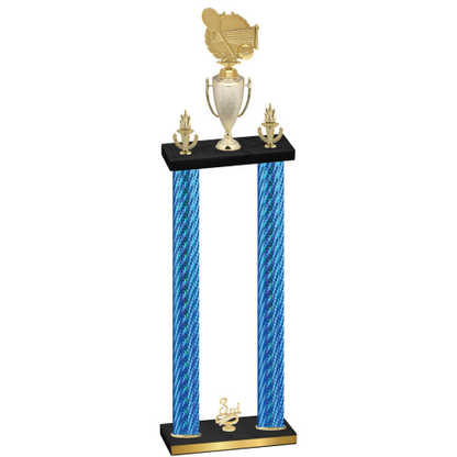 Double Blue Carbon Fiber Third Place Tennis Trophy