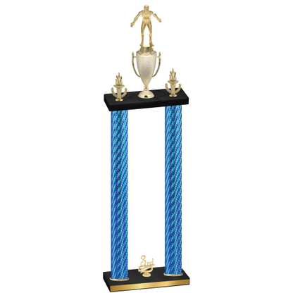 Double Blue Carbon Fiber Third Place Wrestling Trophy