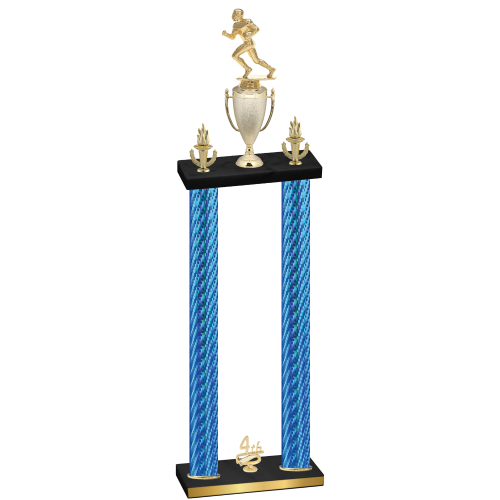 Double Blue Carbon Fiber Fourth Place Football Trophy