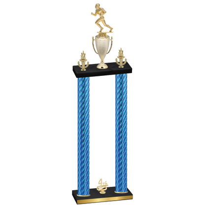 Double Blue Carbon Fiber Fourth Place Football Trophy