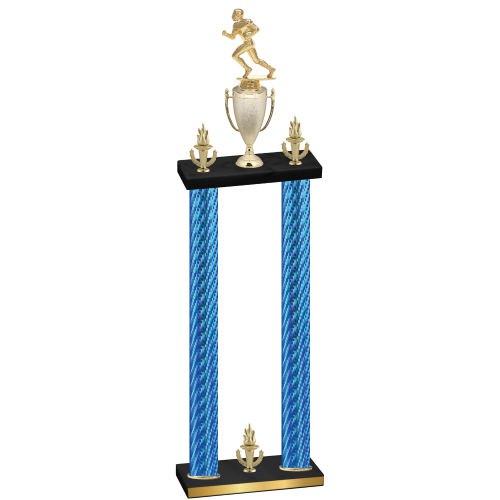 Double Blue Carbon Fiber Victory Football Trophy