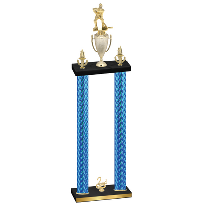 Double Blue Carbon Fiber Second Place Hockey Trophy