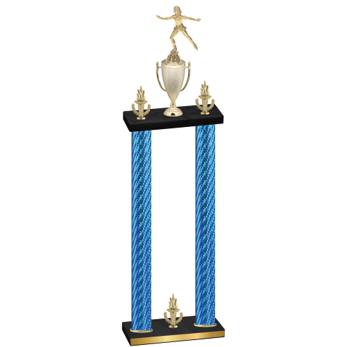 Double Blue Carbon Fiber Victory Skater Trophy