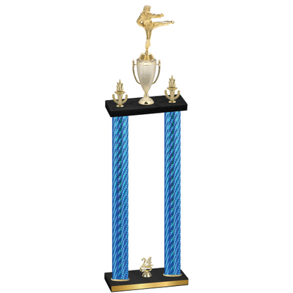 Double Blue Carbon Fiber Year Karate Trophy