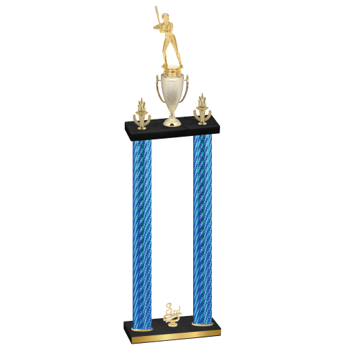 Double Blue Carbon Fiber Third Place Softball Trophy