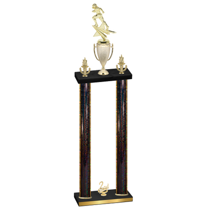 Double Black Glacier Second Place Football Trophy