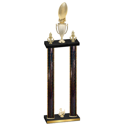 Double Black Glacier Third Place Football Trophy