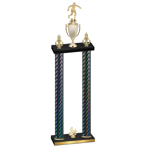 Double Black Carbon Fiber Fourth Place Soccer Trophy