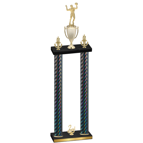 Double Black Carbon Fiber Second Place Volleyball Trophy