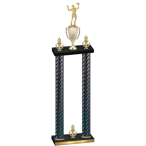 Double Black Carbon Fiber Victory Volleyball Trophy