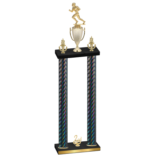 Double Black Carbon Fiber Second Place Football Trophy