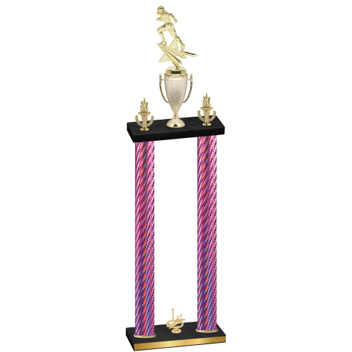 Double Pink Carbon Fiber First Place Football Trophy