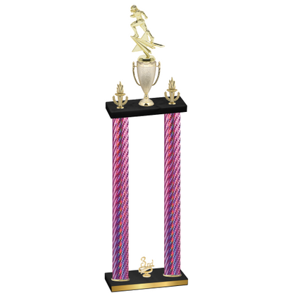 Double Pink Carbon Fiber Third Place Football Trophy